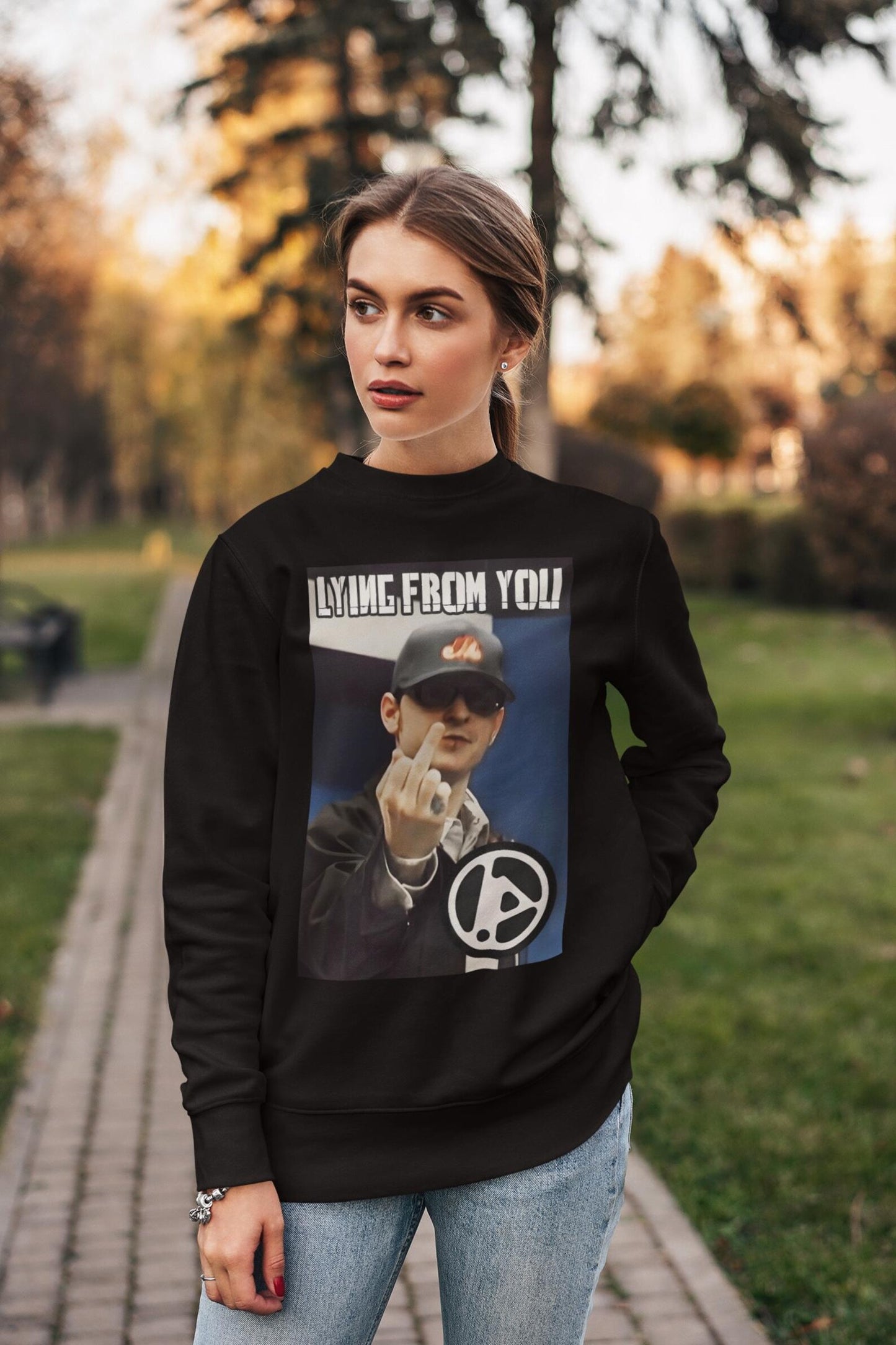 "Lying From You" Chester Bennington Showing Middle Finger Graphic T-Shirt and Sweatshirt