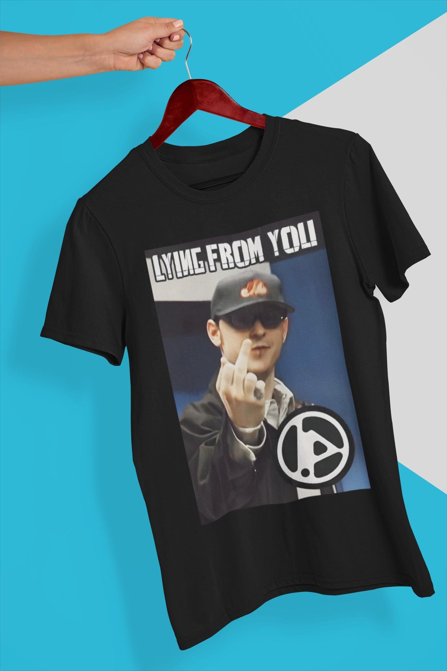 "Lying From You" Chester Bennington Showing Middle Finger Graphic T-Shirt and Sweatshirt
