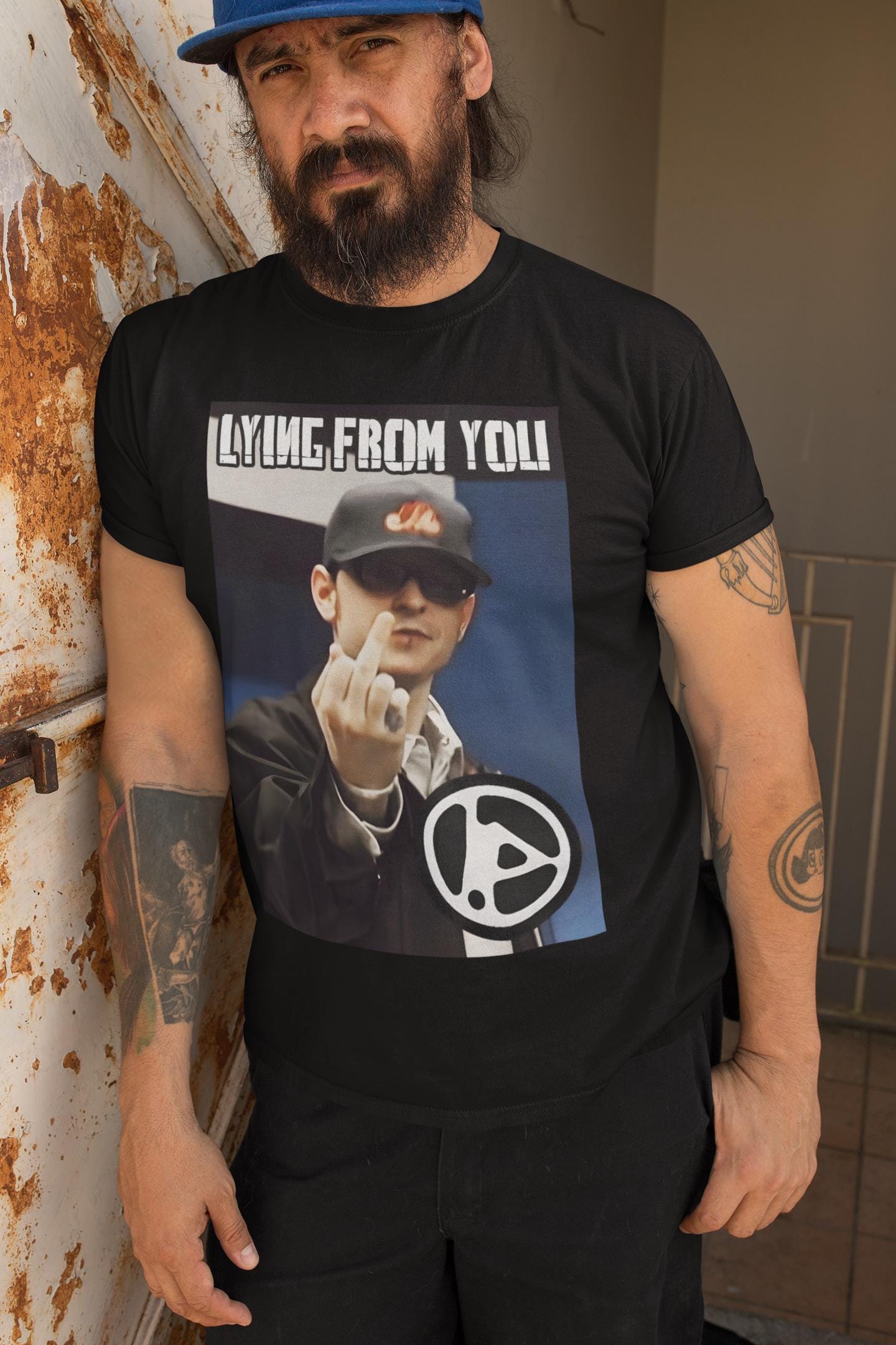 "Lying From You" Chester Bennington Showing Middle Finger Graphic T-Shirt and Sweatshirt